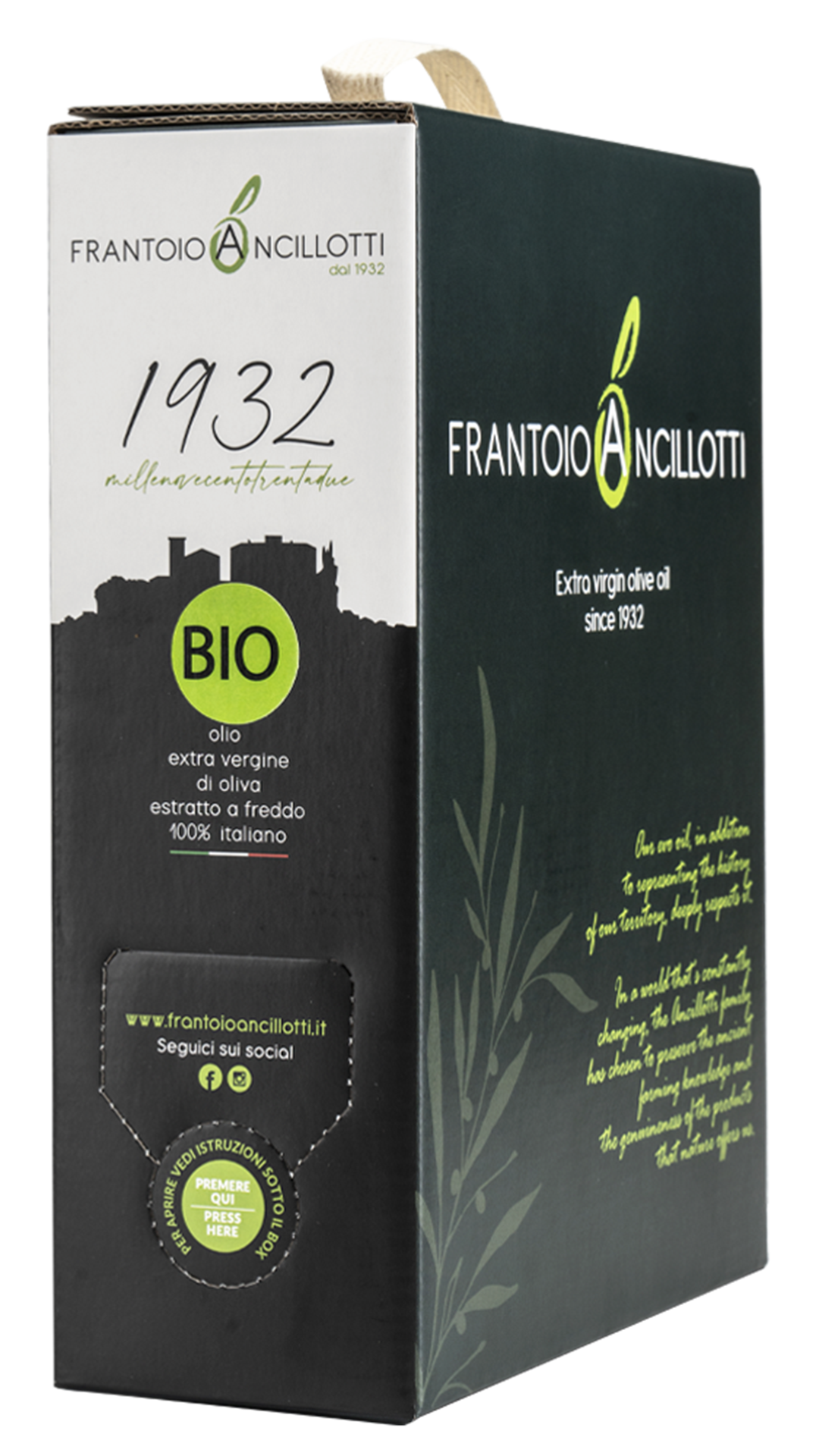 3-litre bag-in-box of 1932 organic extra virgin olive oil